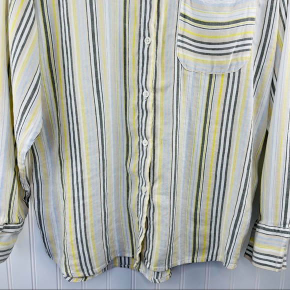 ATM Anthony Thomas Melillo Button Down Boyfriend Shirt Yellow Linen Size Medium - Picture 4 of 8